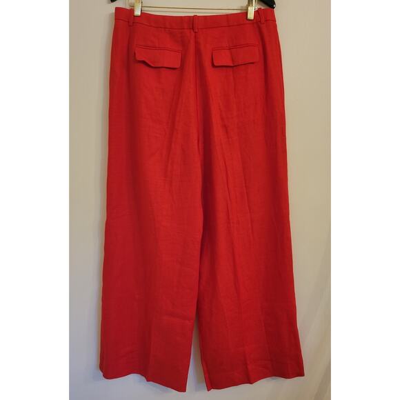 NWT J. Crew Wide-Leg Essential Pant In Red Linen 14 - Picture 8 of 9